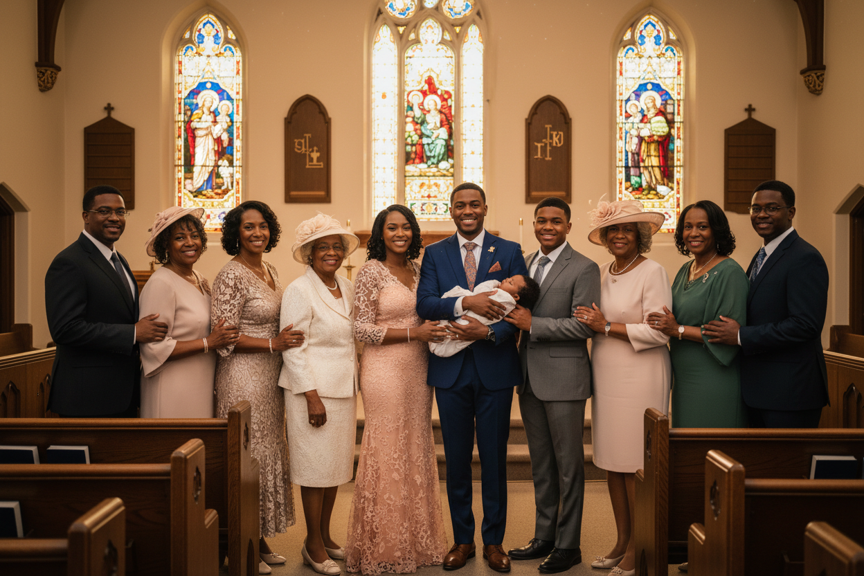 with family members present